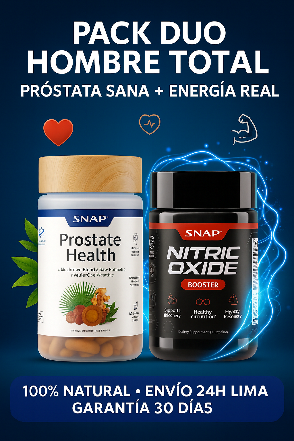 Pack Duo Hombre Total: Prostate Health + Nitric Oxide — Para Próstata Sana, Más Energía y Mejor Rendimiento (100% Natural)